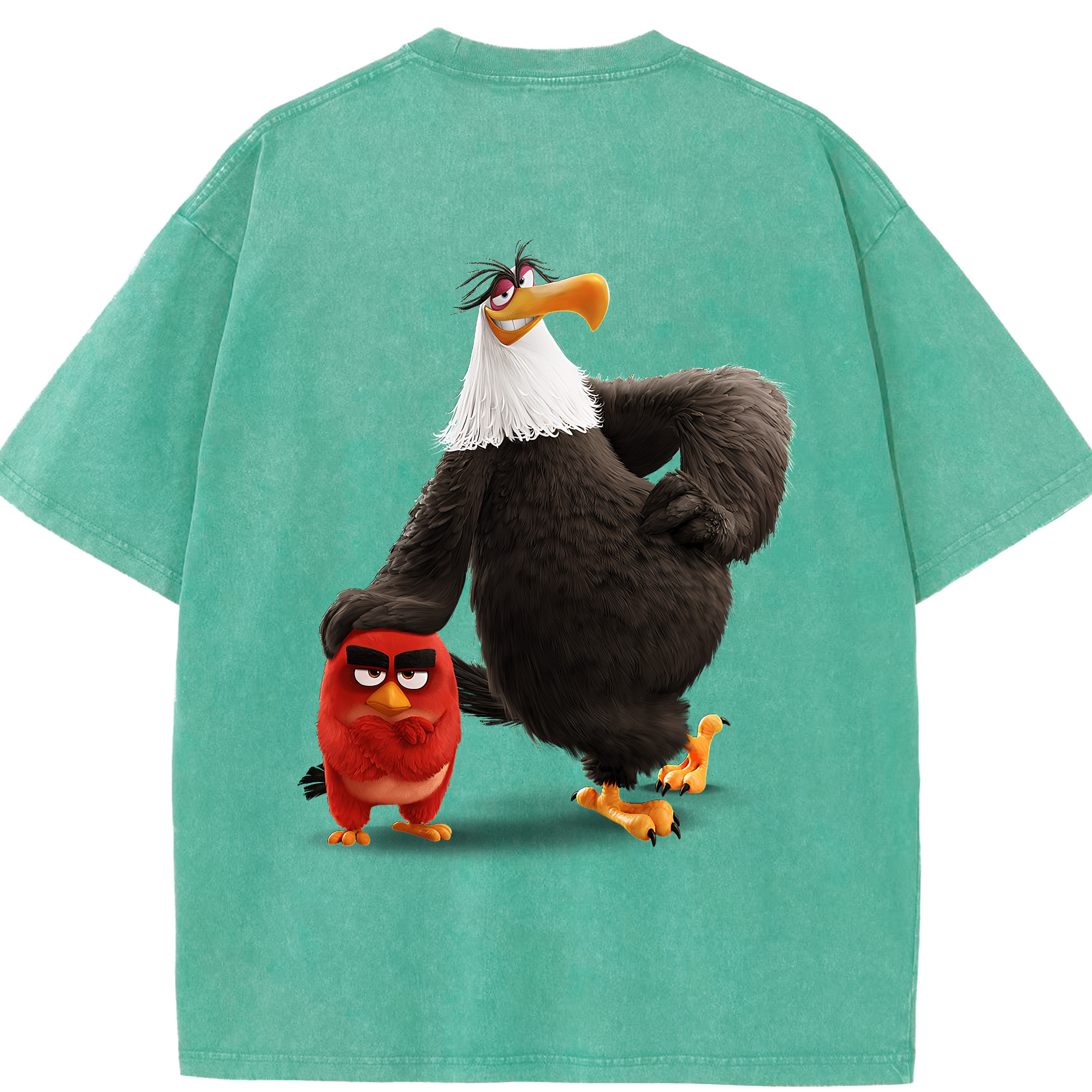 （画像用） Angry Birds アングリーバード 綿100% ヴィンテージ風 半袖Tシャツ（背面プリント）